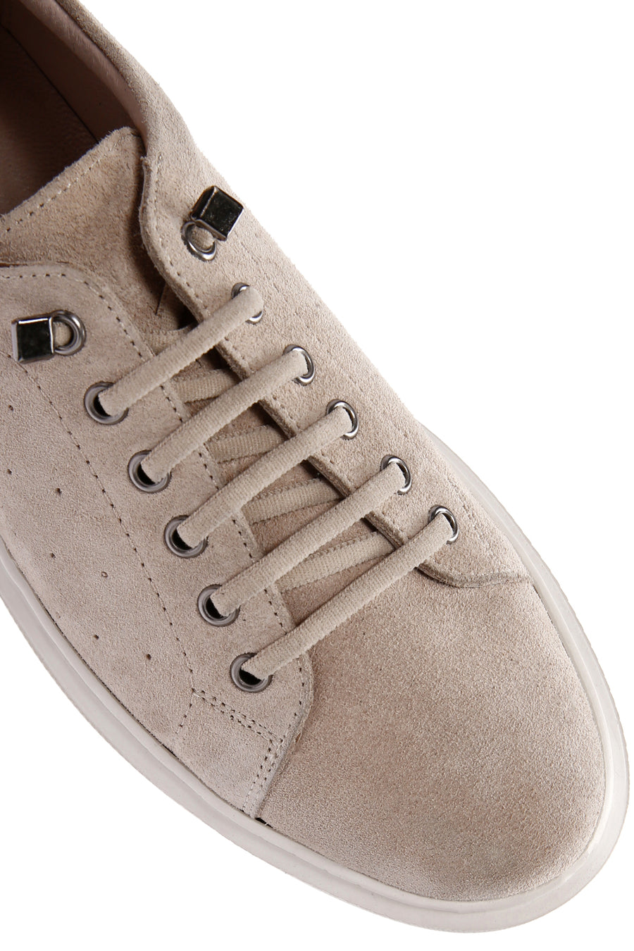 Women's Beige Lace-Up Suede Leather Sneaker