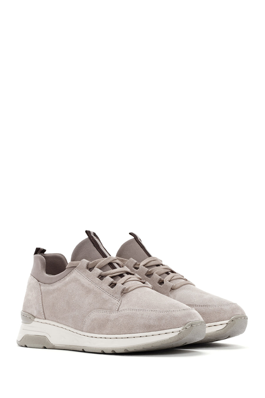 Women's Beige Lace-Up Suede Leather Sneaker