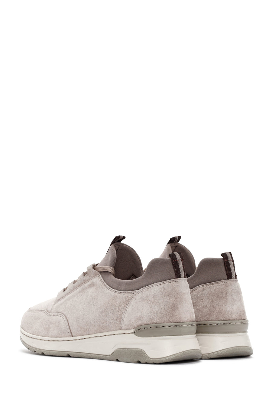 Women's Beige Lace-Up Suede Leather Sneaker