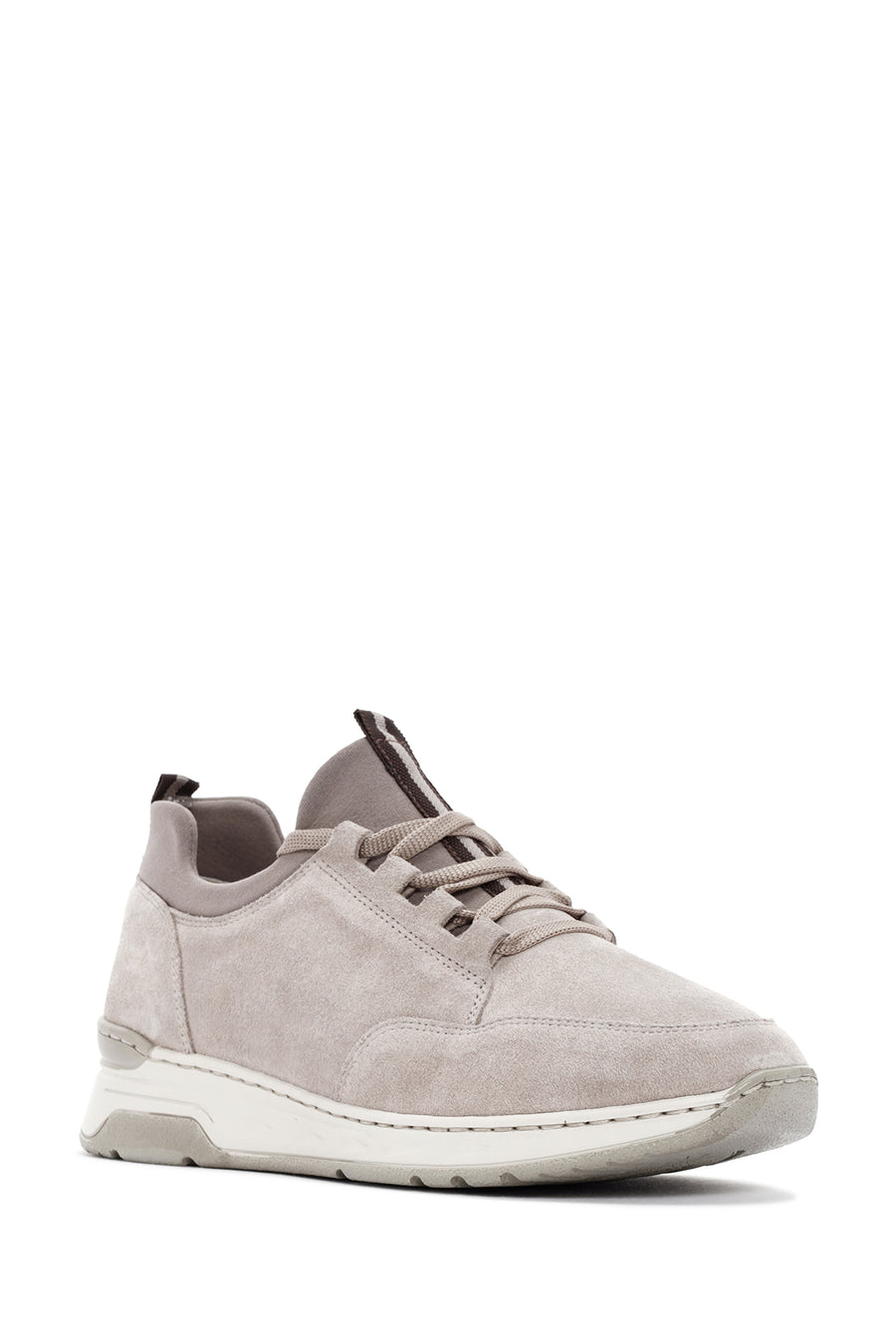 Women's Beige Lace-Up Suede Leather Sneaker