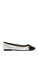 Women's Silver Buckle Detailed Leather Ballerinas | Derimod