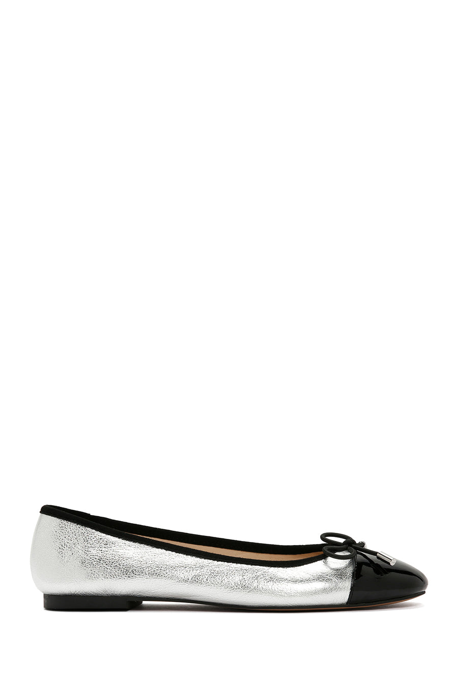 Women's Silver Buckle Detailed Leather Ballerinas 24SFD550114 | Derimod