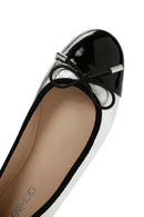 Women's Silver Buckle Detailed Leather Ballerinas | Derimod