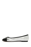 Women's Silver Buckle Detailed Leather Ballerinas | Derimod