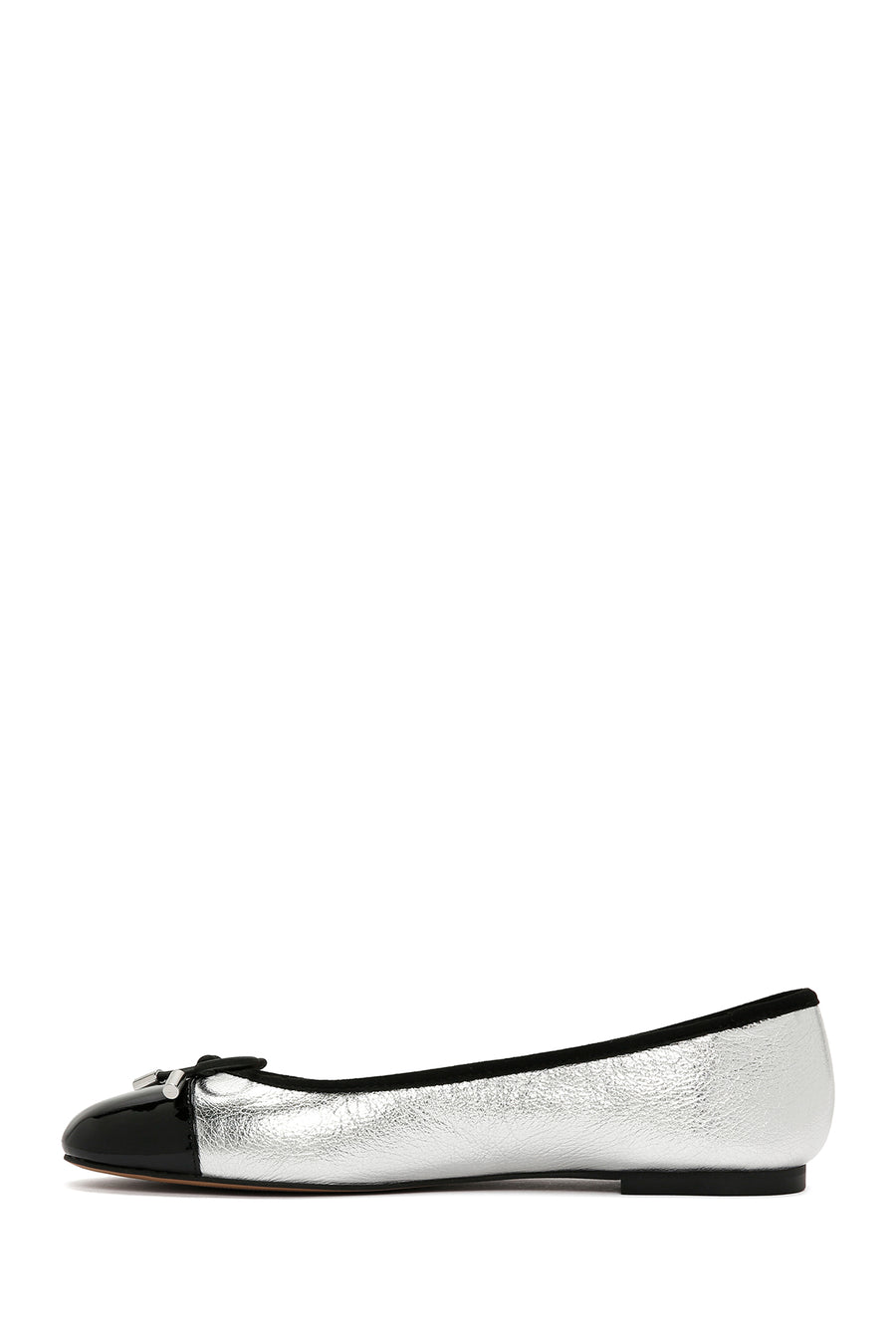 Women's Silver Buckle Detailed Leather Ballerinas