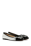 Women's Silver Buckle Detailed Leather Ballerinas | Derimod