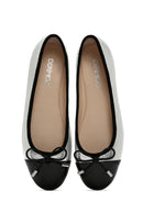 Women's Silver Buckle Detailed Leather Ballerinas | Derimod