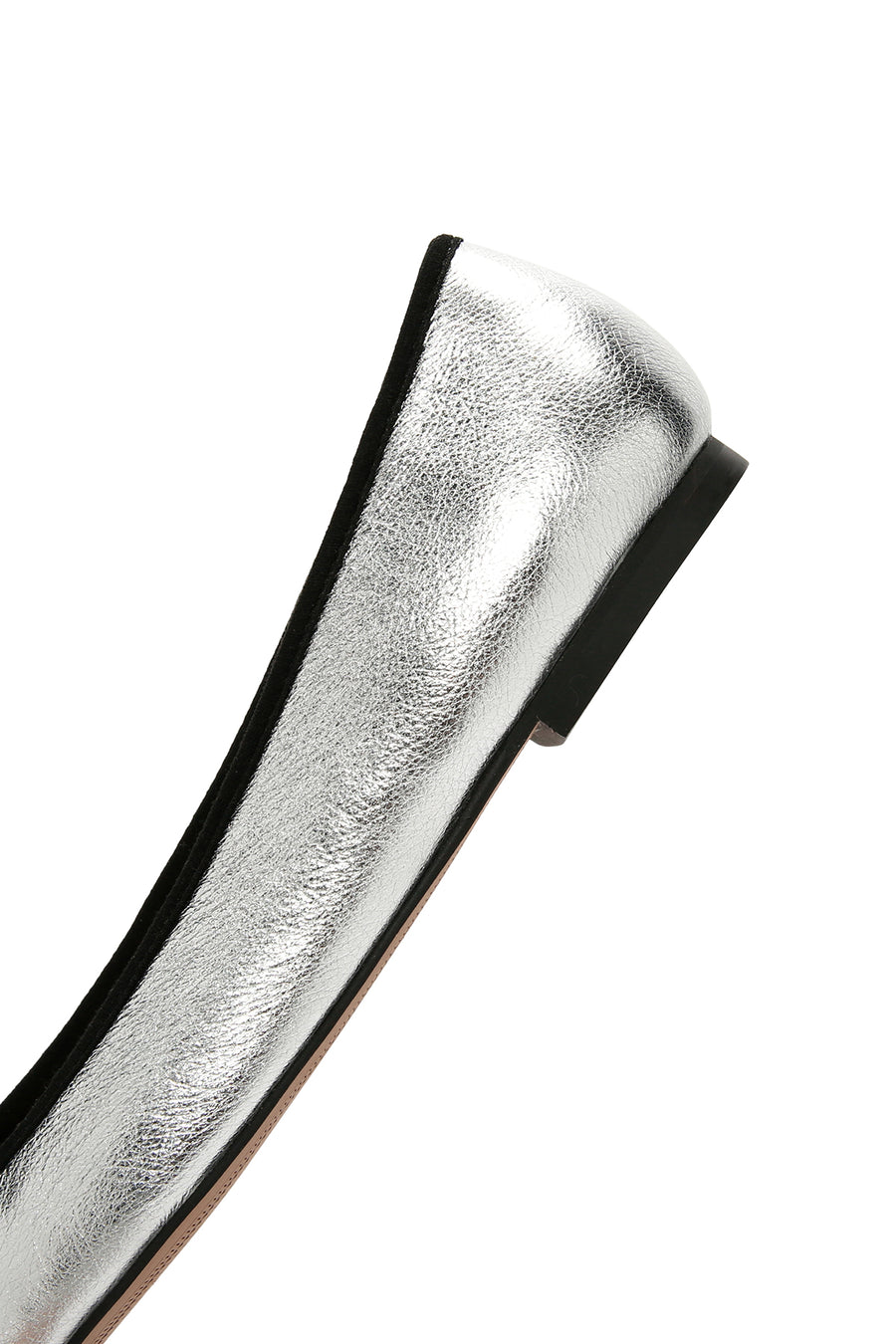 Women's Silver Buckle Detailed Leather Ballerinas