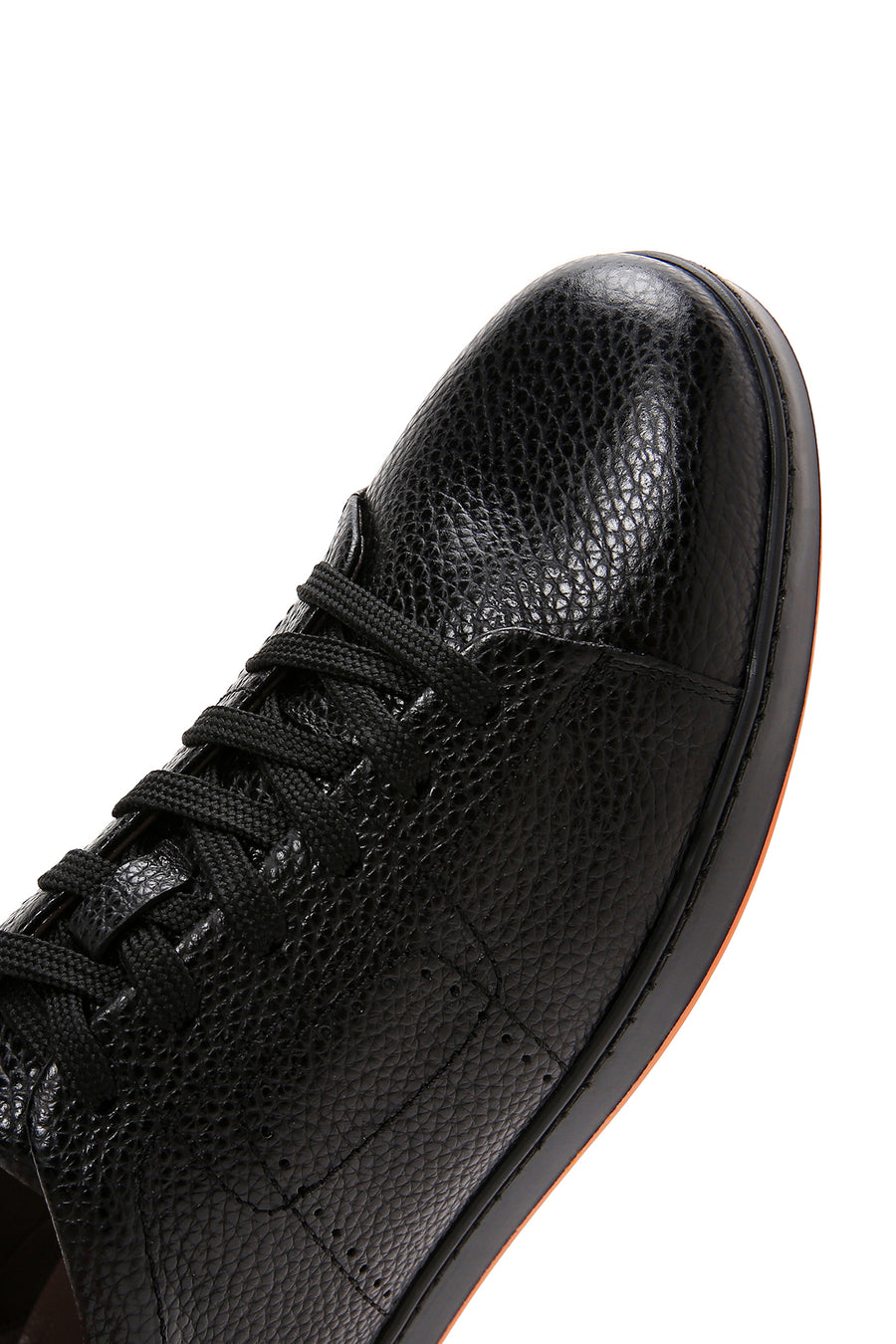 Erkek Siyah Bağcıklı Deri Sneaker