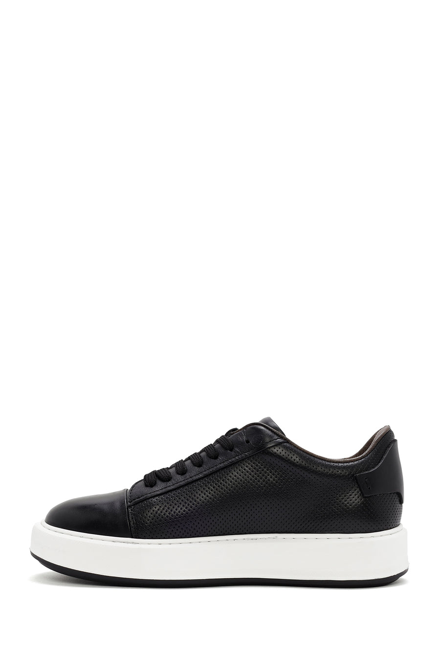 Erkek Siyah Bağcıklı Deri Sneaker