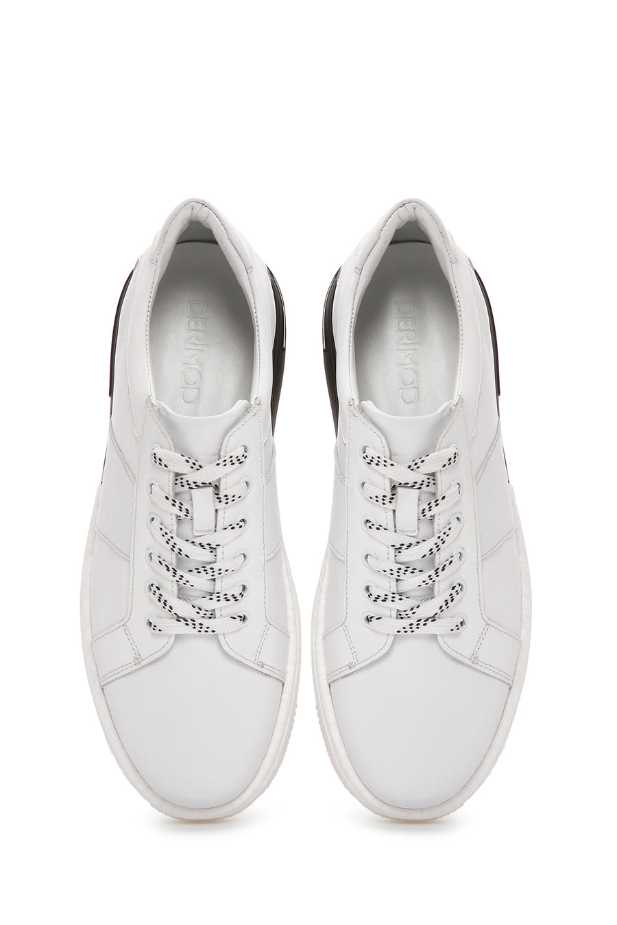 Men's White Thick Sole Lace Up Leather Sneaker