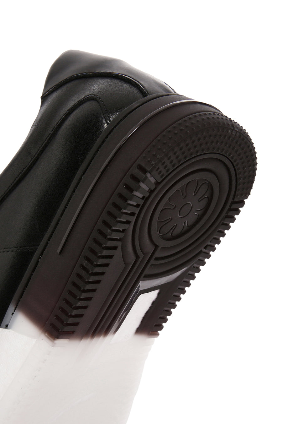 Erkek Siyah Kalın Tabanlı Bağcıklı Deri Sneaker