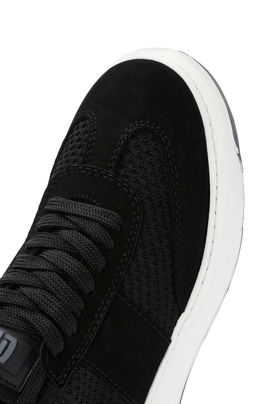 Erkek Siyah Deri Detaylı Bağcıklı Kumaş Sneaker