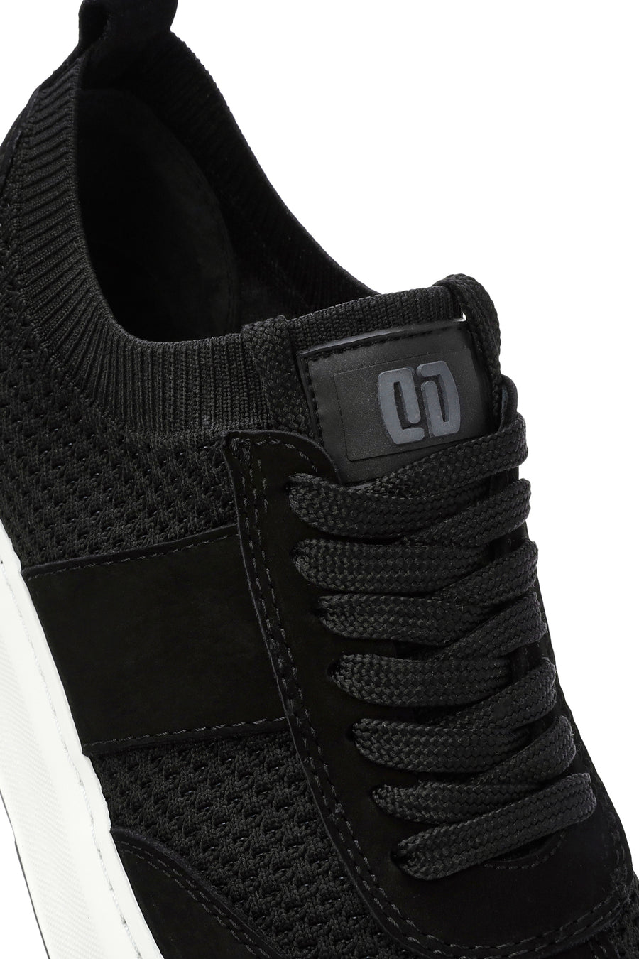 Erkek Siyah Deri Detaylı Bağcıklı Kumaş Sneaker