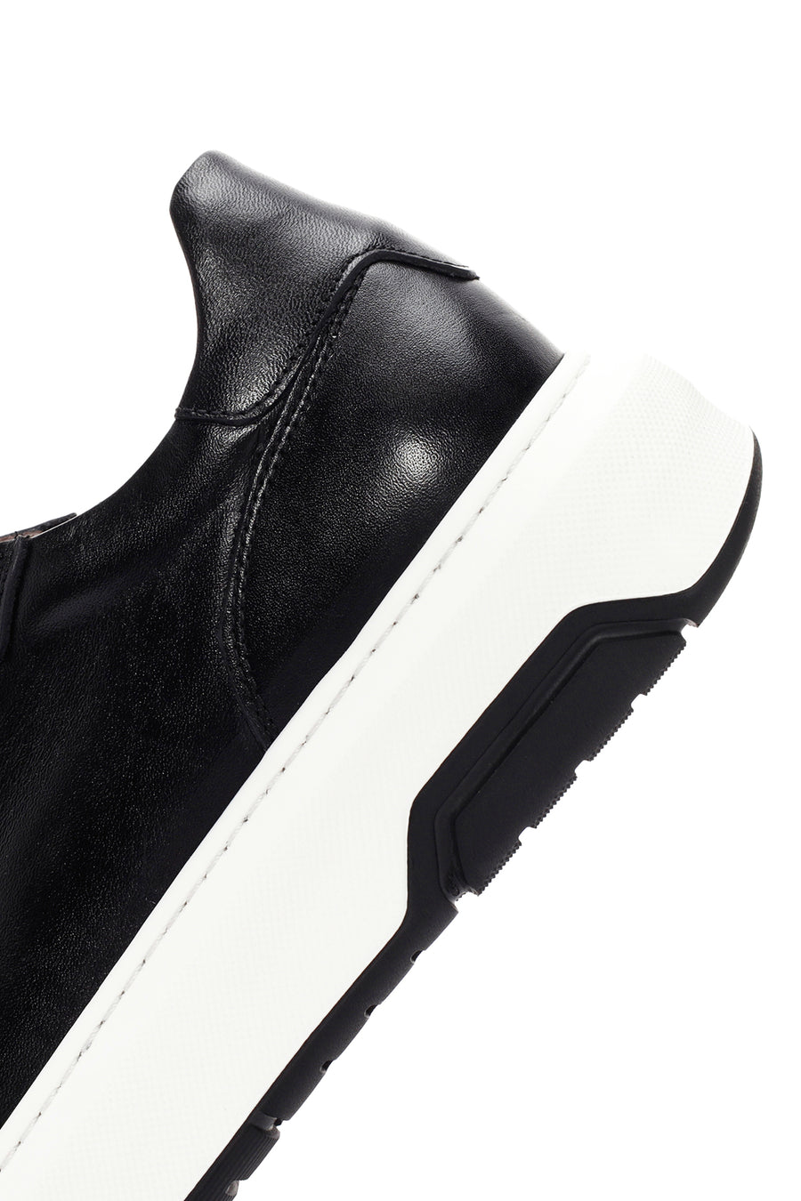 Erkek Siyah Kalın Tabanlı Bağcıklı Deri Sneaker