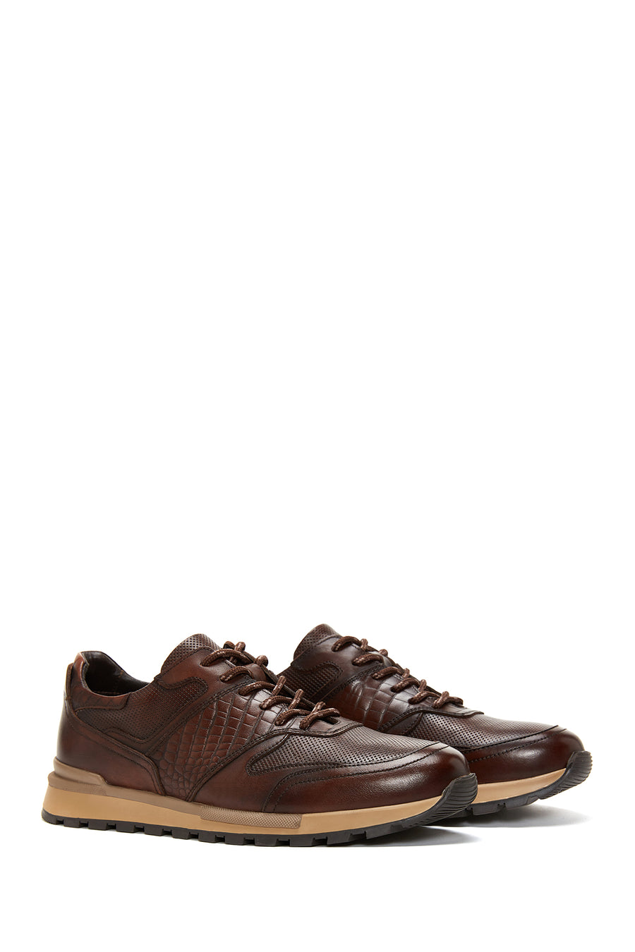 Men's Brown Lace-Up Leather Casual Sneaker