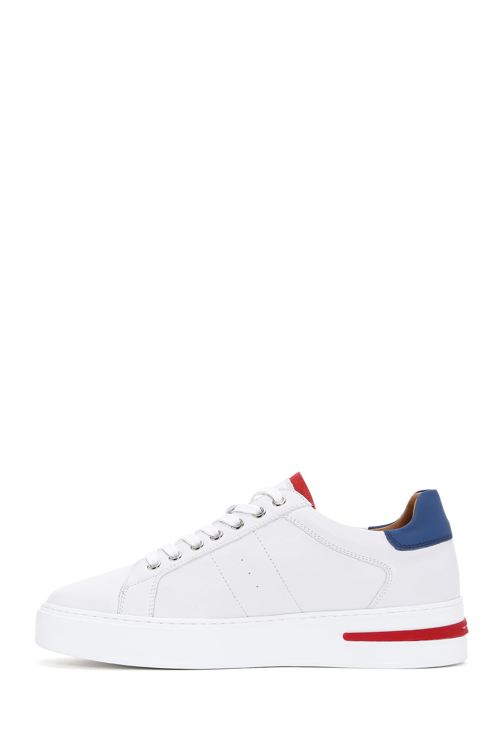 Erkek Beyaz Bağcıklı Deri Sneaker