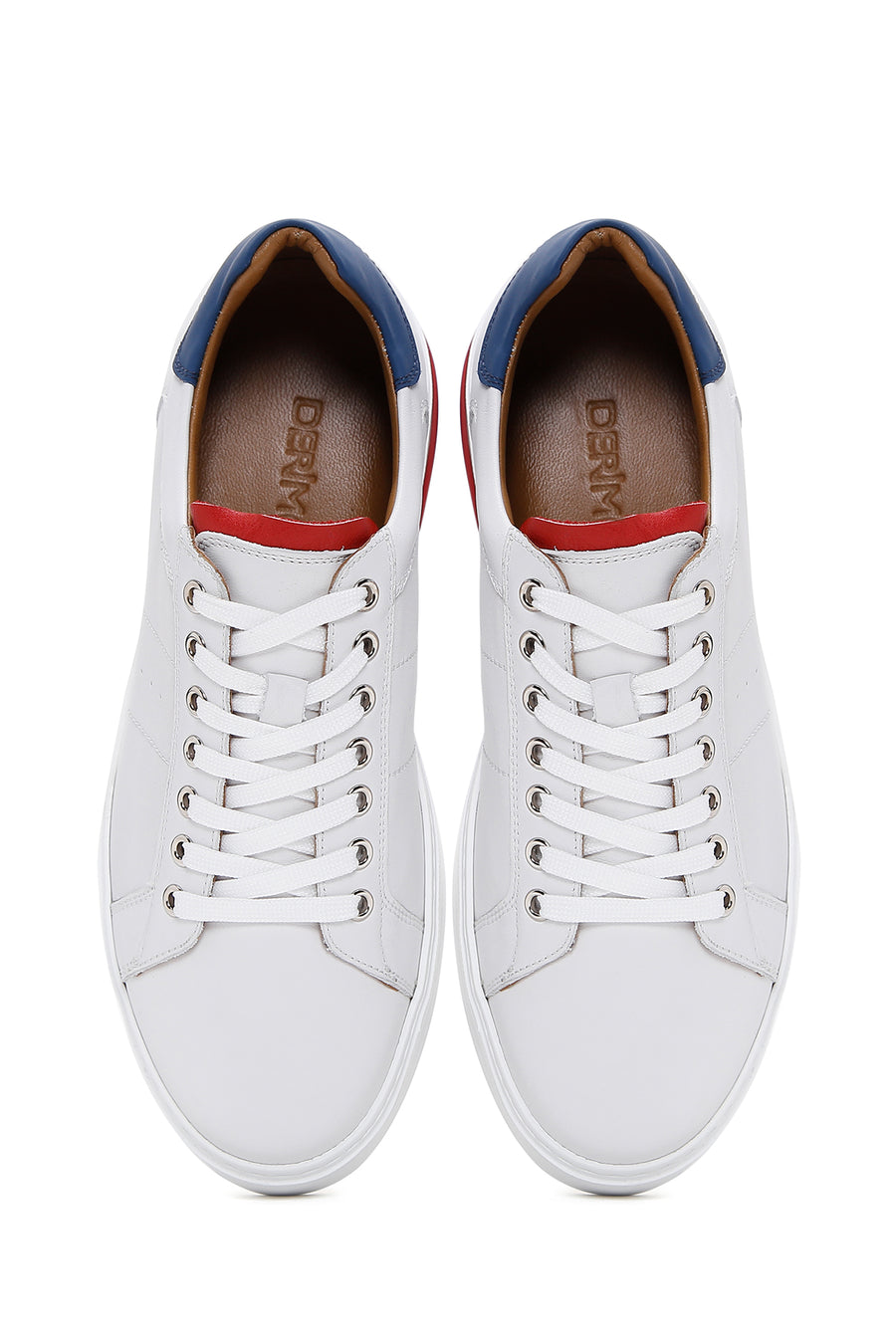 Erkek Beyaz Bağcıklı Deri Sneaker