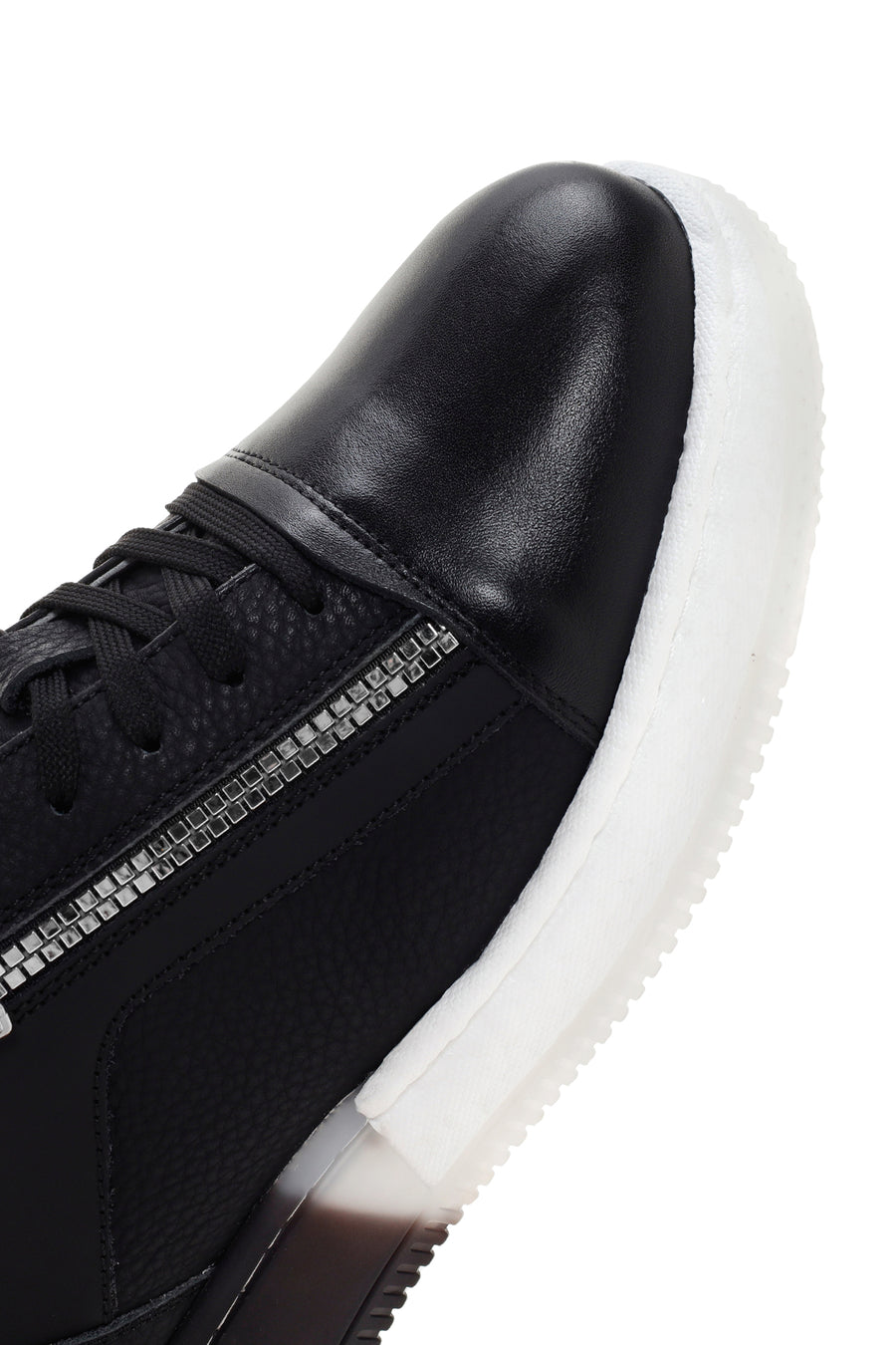 Erkek Siyah Kalın Tabanlı Deri Sneaker
