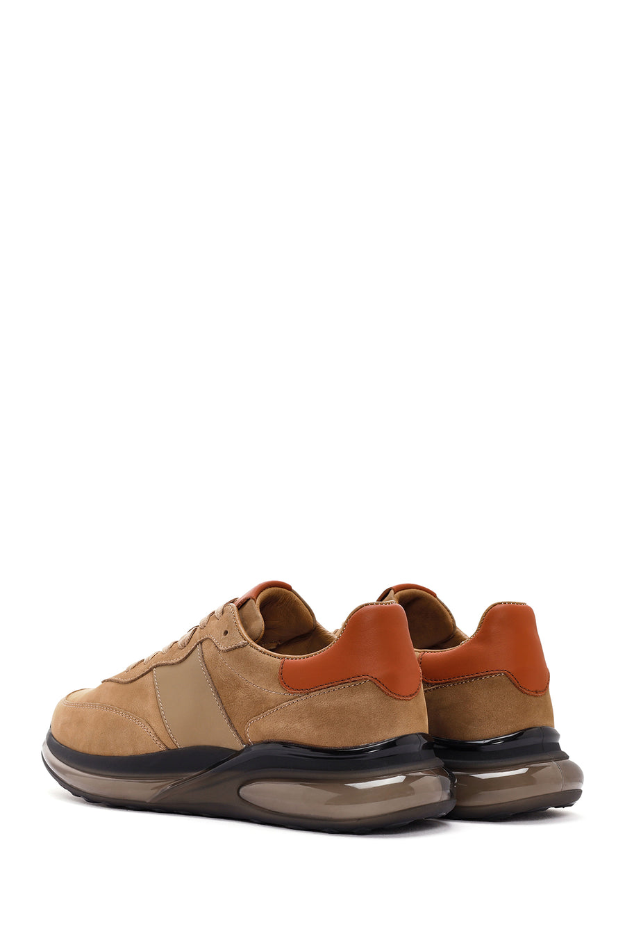 Men's Beige Lace-Up Nubuck Leather Casual Sneaker