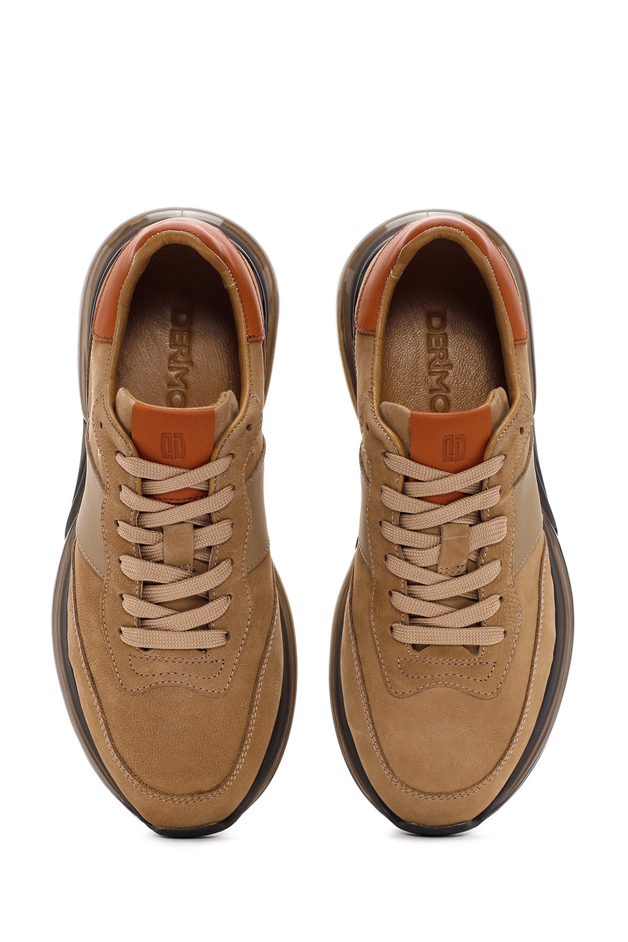 Men's Beige Lace-Up Nubuck Leather Casual Sneaker