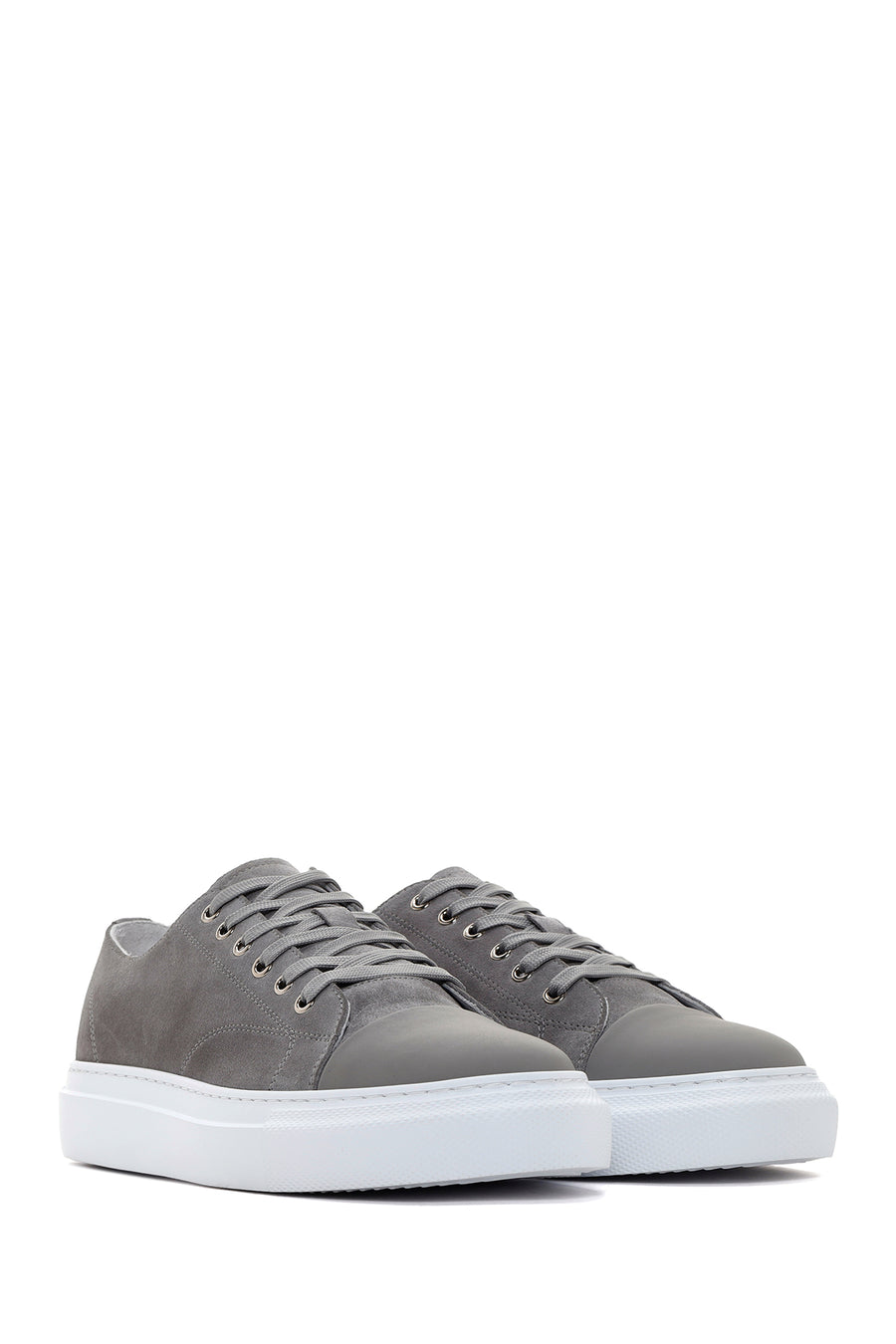 Erkek Gri Kalın Tabanlı Süet Deri Sneaker