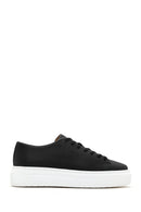 Erkek Siyah Kalın Tabanlı Bağcıklı Deri Sneaker | Derimod