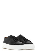 Erkek Siyah Kalın Tabanlı Bağcıklı Deri Sneaker | Derimod