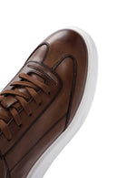 Erkek Taba Kalın Tabanlı Bağcıklı Deri Sneaker | Derimod