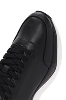 Men's Black Lace-up Thick-Sole Leather Sneaker | Derimod