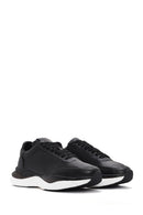 Men's Black Lace-up Thick-Sole Leather Sneaker | Derimod