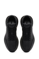Men's Black Lace-up Thick-Sole Leather Sneaker | Derimod