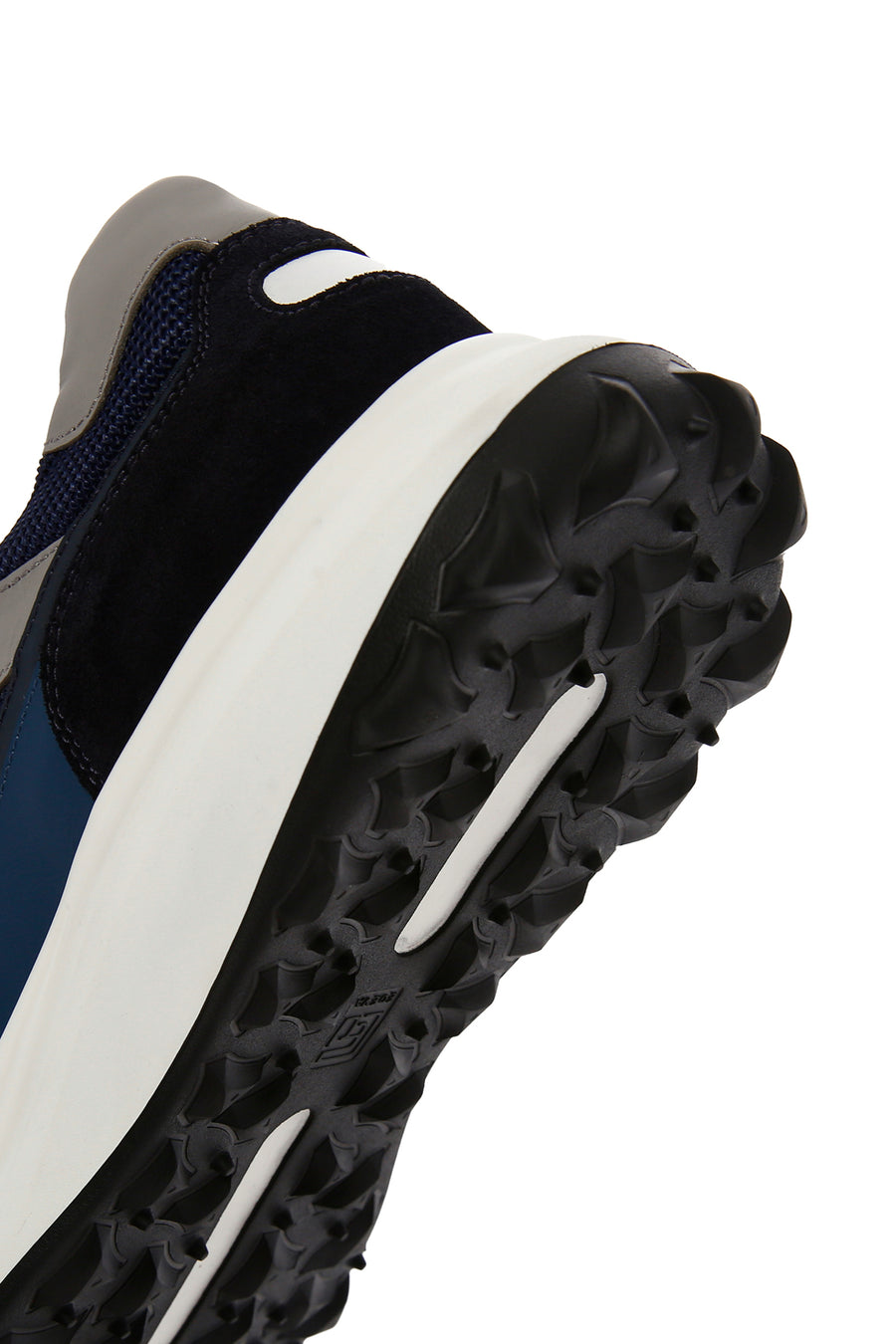 Erkek Lacivert Bağcıklı Kalın Tabanlı Deri Sneaker