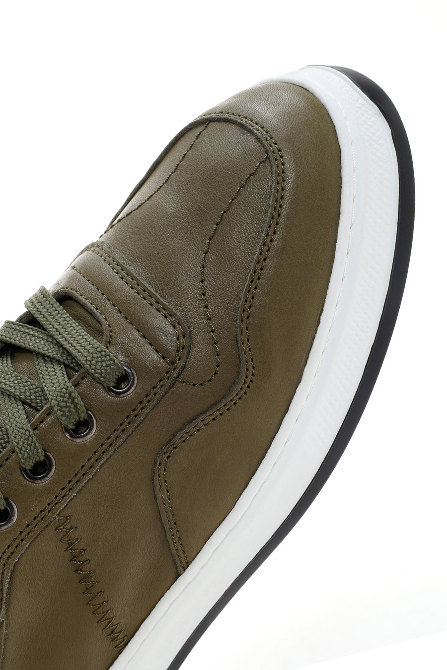Men's Khaki Lace-up Leather Sneaker