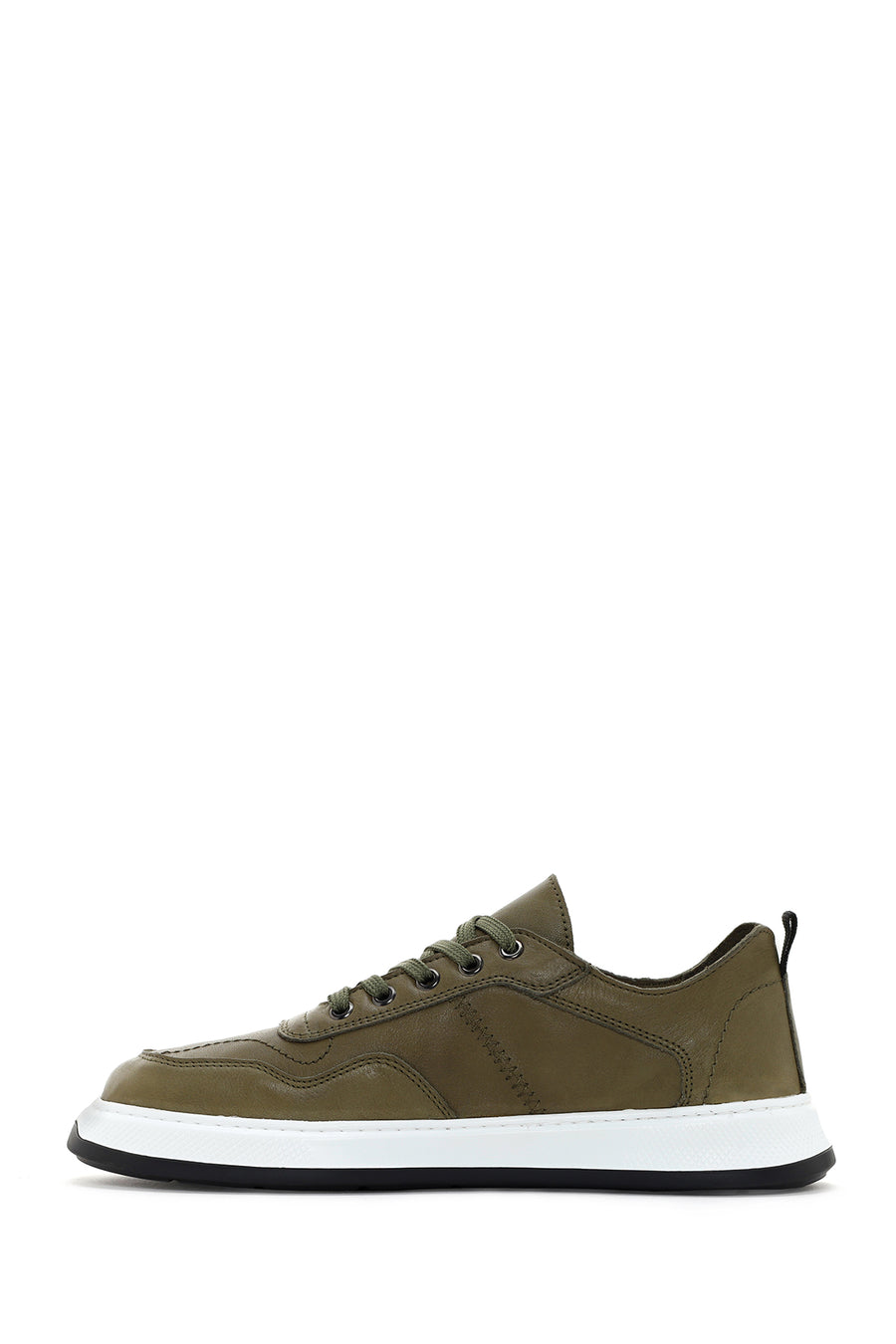 Men's Khaki Lace-up Leather Sneaker