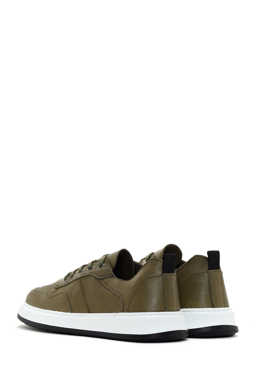 Men's Khaki Lace-up Leather Sneaker