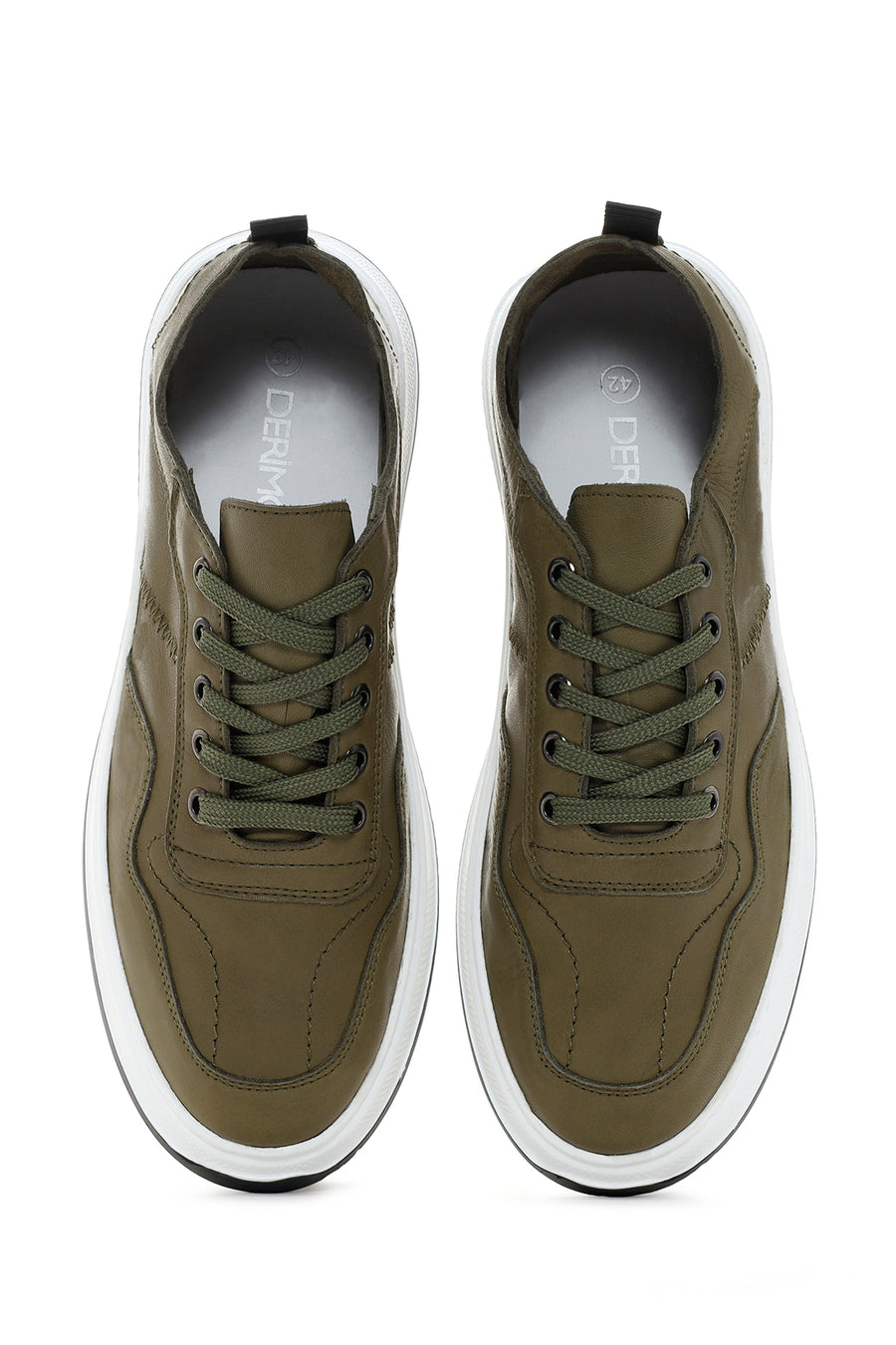 Men's Khaki Lace-up Leather Sneaker