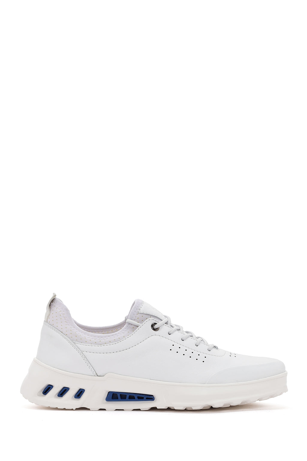 Erkek Beyaz Bağcıklı Deri Sneaker