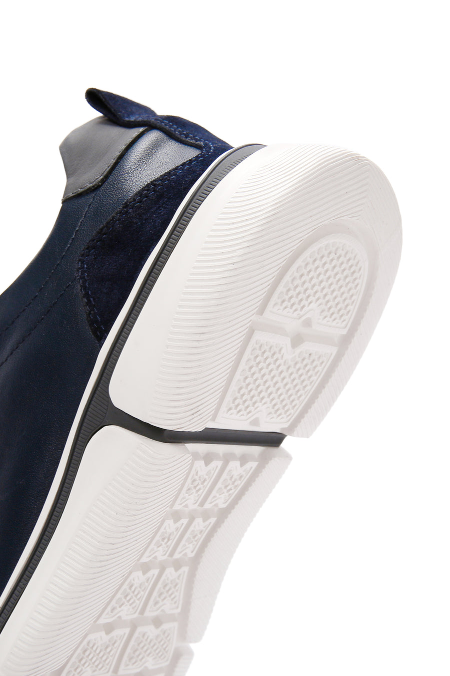 Erkek Lacivert Bağcıklı Kalın Tabanlı Deri Sneaker