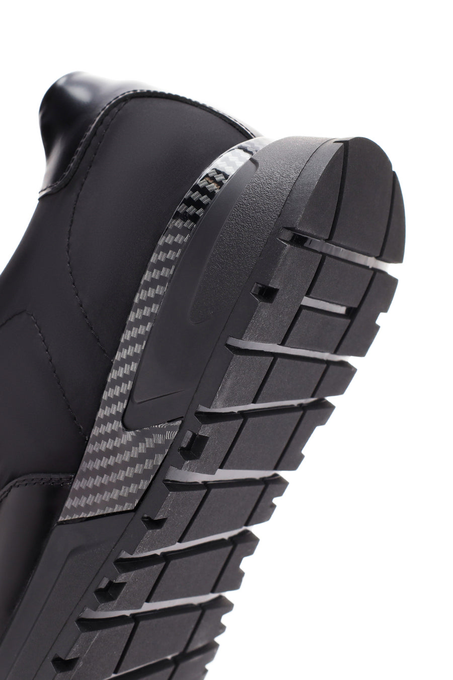 Erkek Siyah Kalın Tabanlı Bağcıklı Deri Sneaker