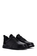 Erkek Siyah Bağcıklı Deri Sneaker | Derimod