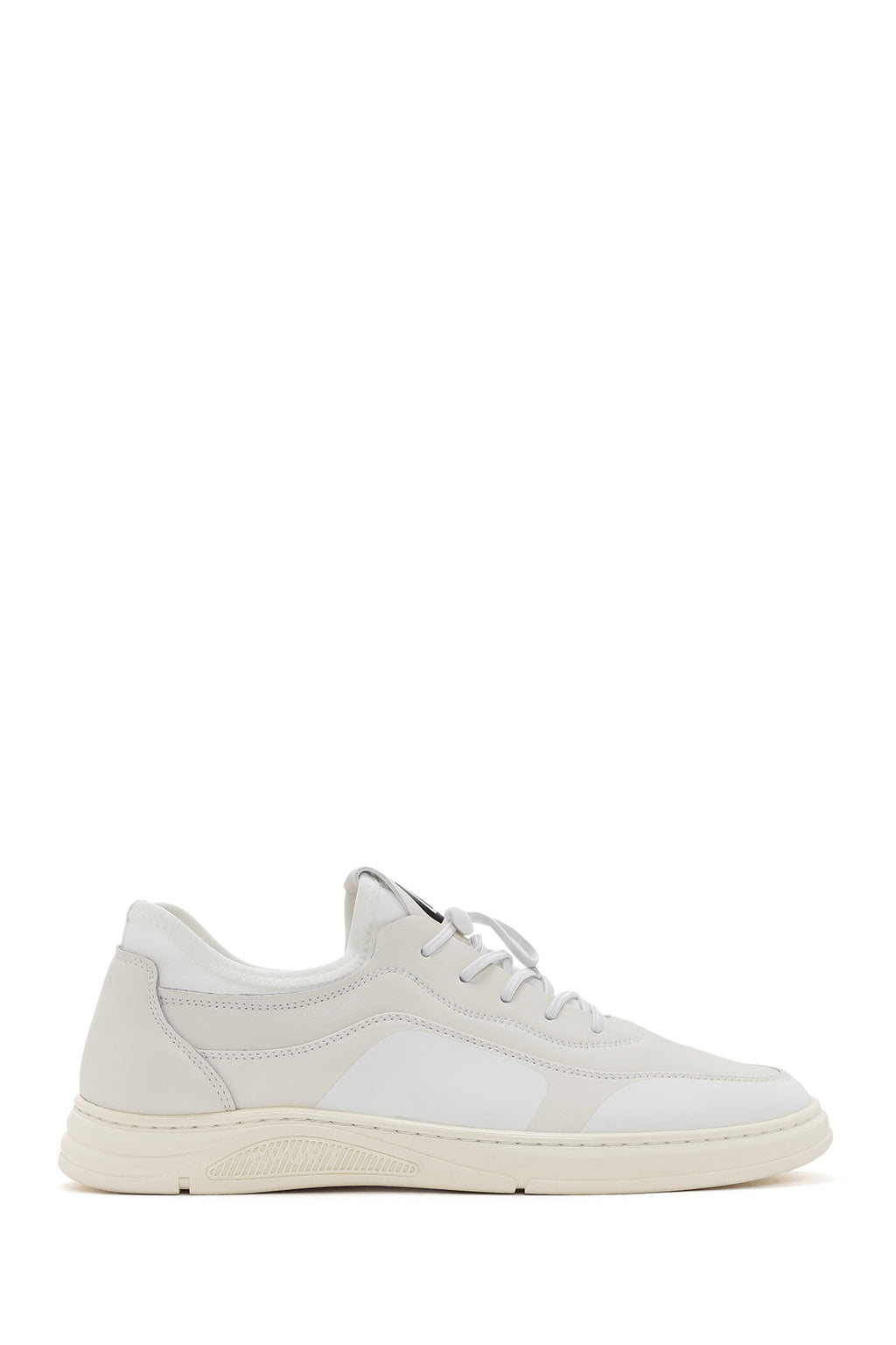 Erkek Beyaz Bağcıklı Deri Sneaker