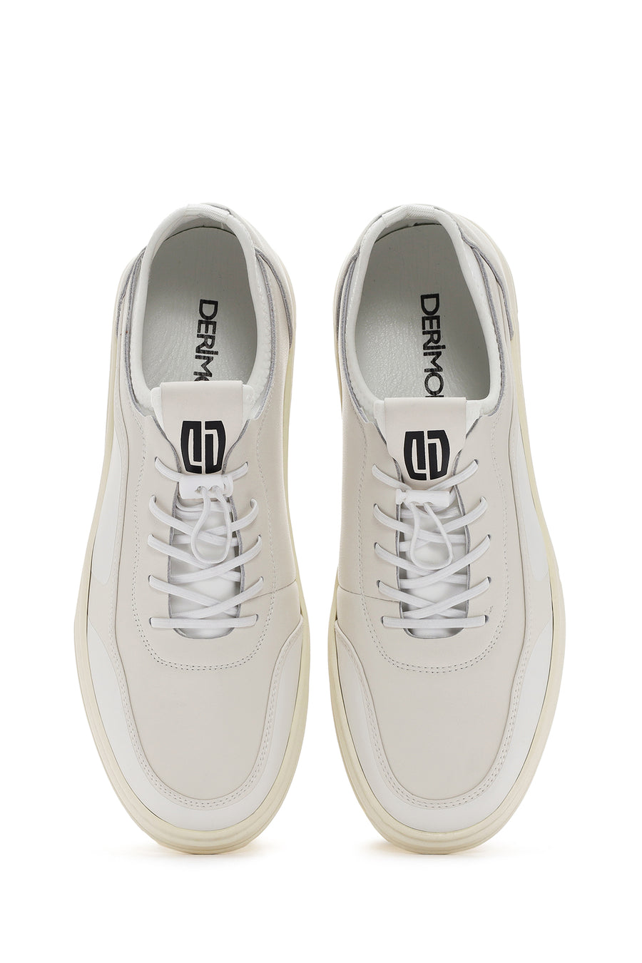 Erkek Beyaz Bağcıklı Deri Sneaker