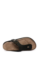Men's Black Flip Flop Nubuck Leather Slippers | Derimod