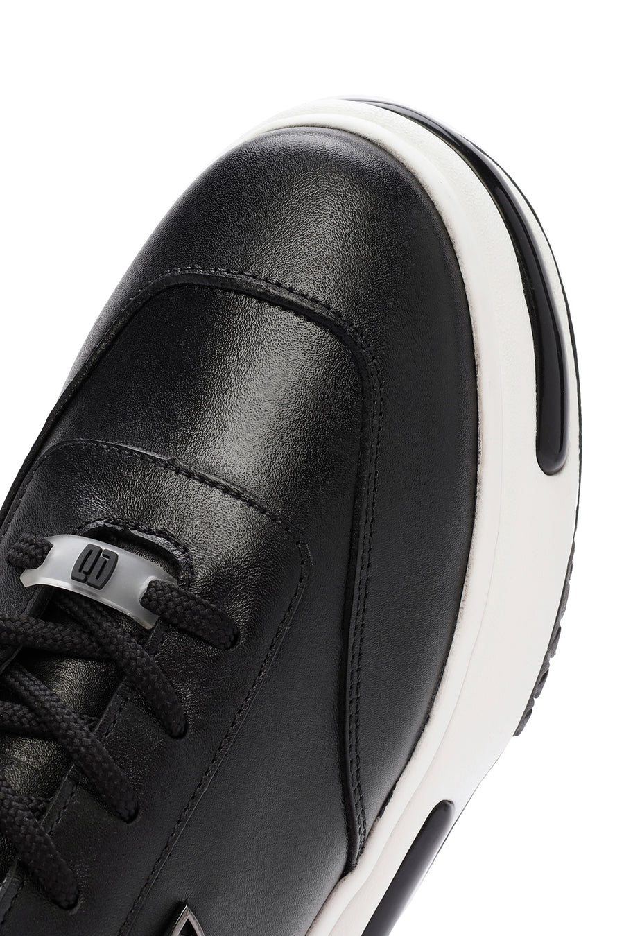 Erkek Siyah Kalın Tabanlı Bağcıklı Deri Sneaker