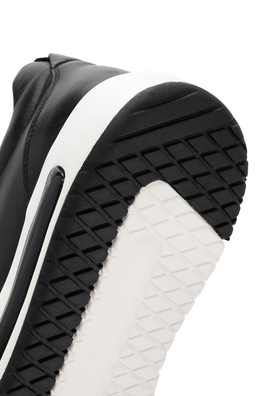Erkek Siyah Kalın Tabanlı Bağcıklı Deri Sneaker