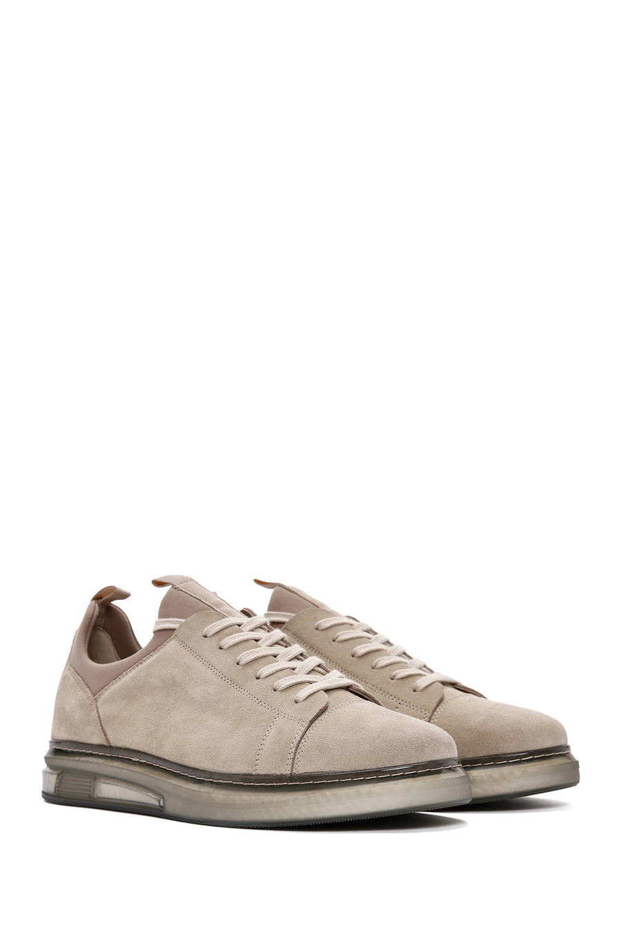 Erkek Bej Bağcıklı Süet Deri Sneaker