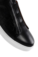 Erkek Siyah Kroko Deri Sneaker | Derimod