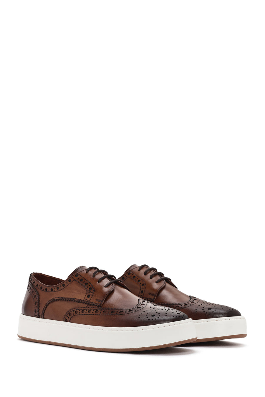 Men's Tan Lace-Up Leather Casual Shoes