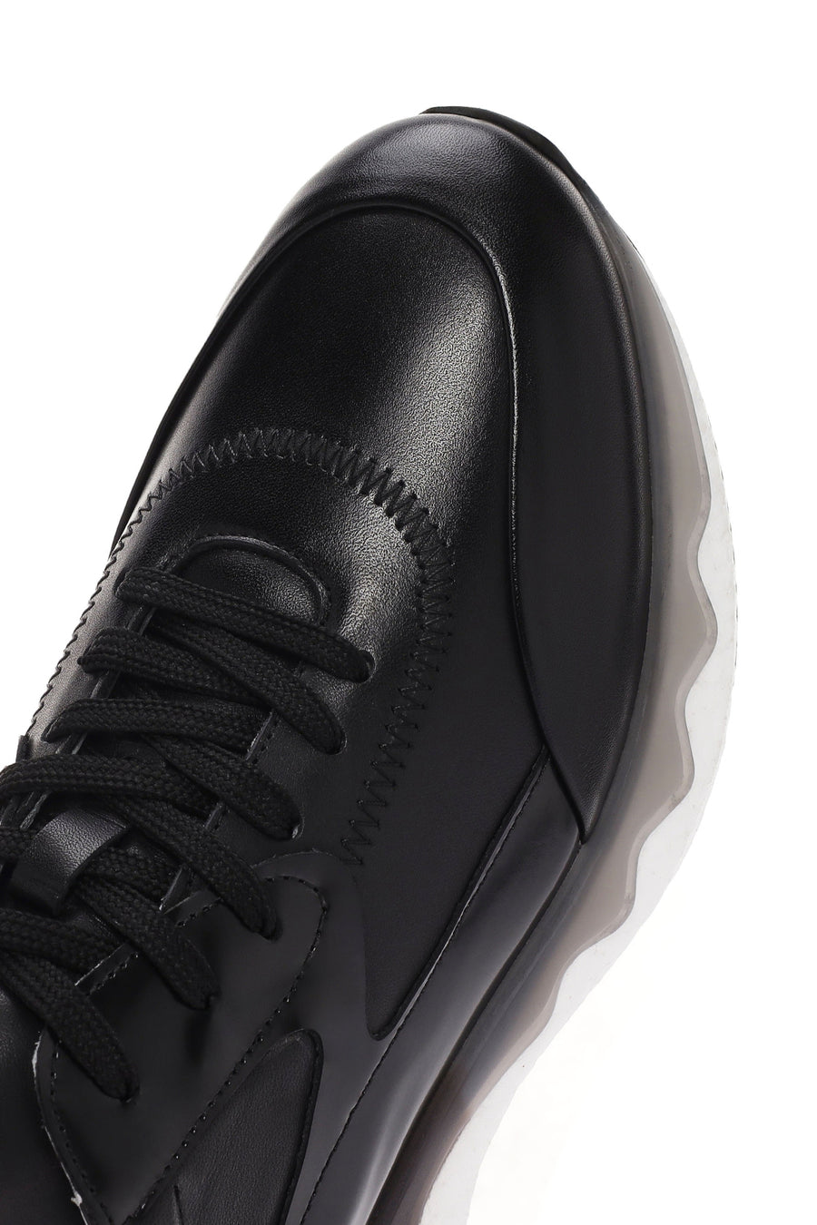Erkek Siyah Bağcıklı Deri Sneaker